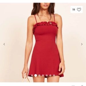 Reformation Red Ruffle Minidress, XS